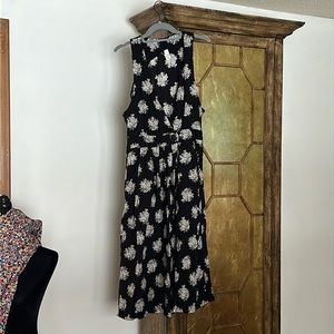 Black and white deep V dress